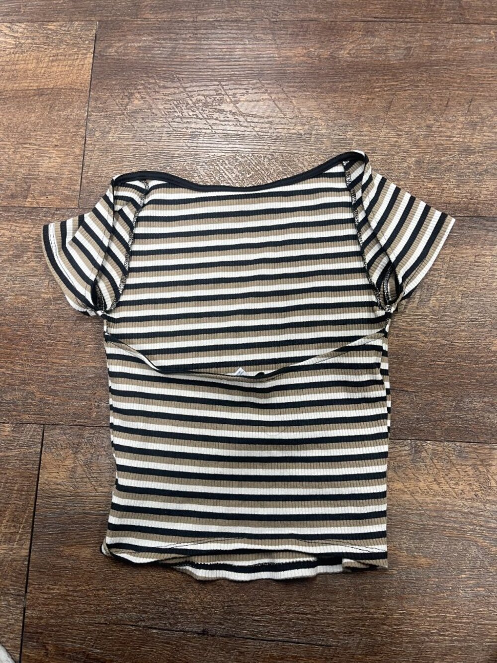 Urban Outfitters Ribbed Striped Boat Neck Open Back Top Size Small - Picture 6 of 7